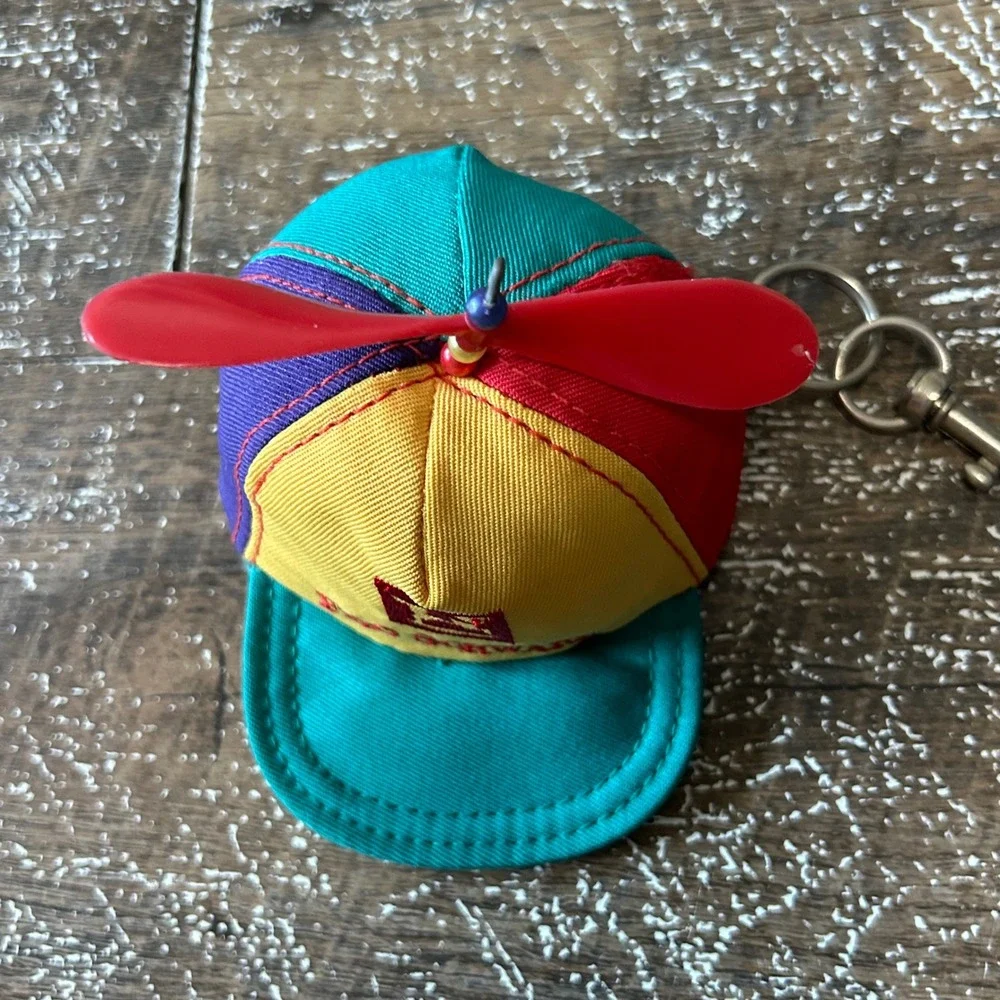 FAO Schwarz Vintage Propeller Hat Keychain Coin Purse Multicolor Retro Toy Logo
